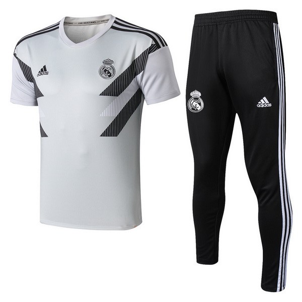 Trikot Trainingsshirt Real Madrid Komplett Set 2018-19 Weiß Grau